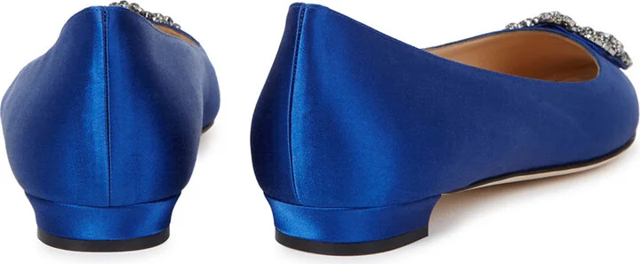Manolo Blahnik Hangisi 10 Silk-satin Flats - Image 7