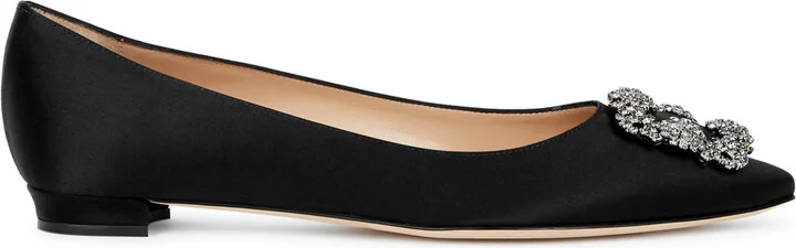 Manolo Blahnik Hangisi 10 Silk-satin Flats