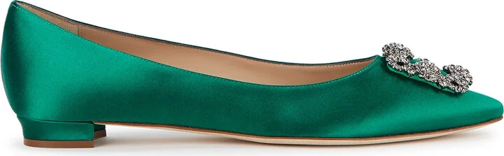 Manolo Blahnik Hangisi 10 Silk-satin Flats