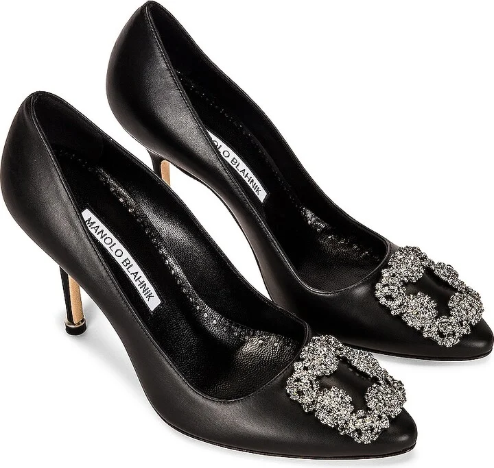 Manolo Blahnik Hangisi 105 Nappa Heel in Black