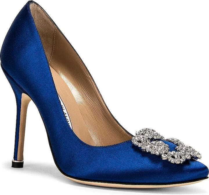 Manolo Blahnik Hangisi 105 Satin Heel in Blue - Image 2