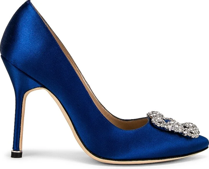 Manolo Blahnik Hangisi 105 Satin Heel in Blue