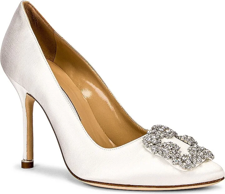 Manolo Blahnik Hangisi 105 Satin Heel in Cream - Image 2