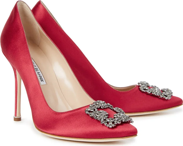 Manolo Blahnik Hangisi 105 Silk-satin Pumps - Image 2