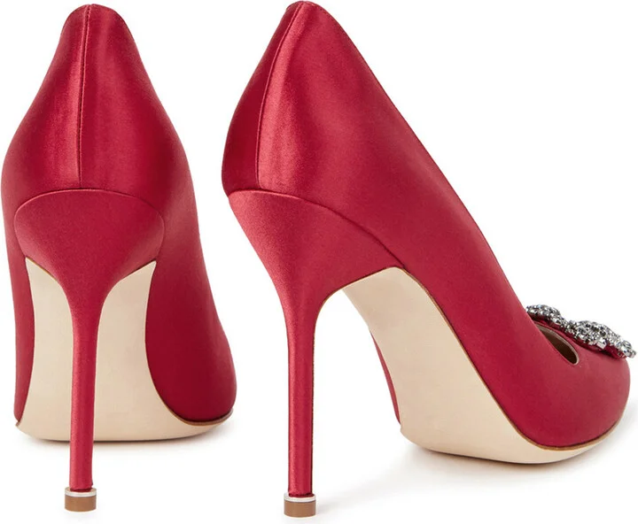 Manolo Blahnik Hangisi 105 Silk-satin Pumps - Image 3