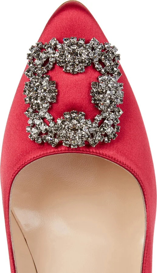 Manolo Blahnik Hangisi 105 Silk-satin Pumps - Image 4