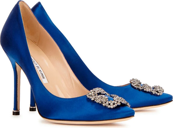 Manolo Blahnik Hangisi 105 Silk-satin Pumps - Image 6