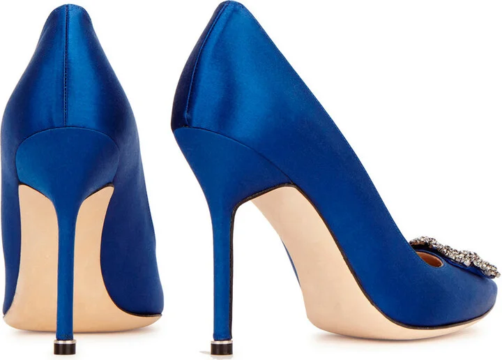 Manolo Blahnik Hangisi 105 Silk-satin Pumps - Image 7
