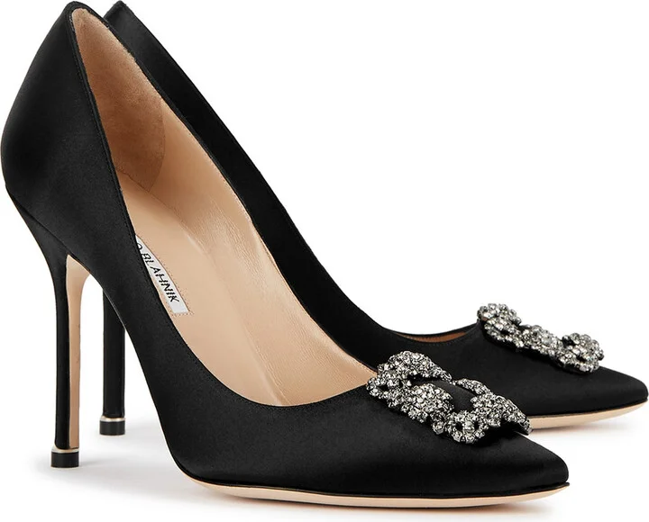 Manolo Blahnik Hangisi 105 Silk-satin Pumps - Image 11