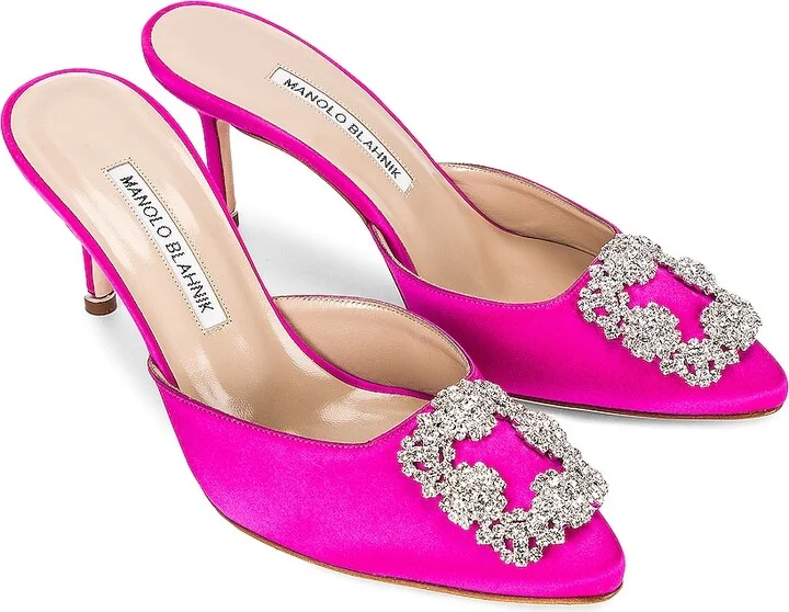 Manolo Blahnik Hangisi 70 Mule in Pink