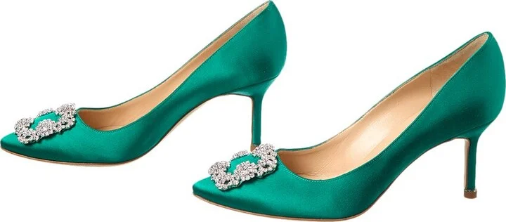 Manolo Blahnik Hangisi 70 Satin Pump (Authentic Pre-Loved) - Image 2