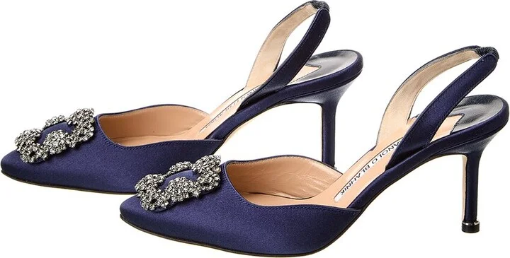 Manolo Blahnik Hangisi 70 Satin Slingback Pump (Authentic Pre-Loved) - Image 2