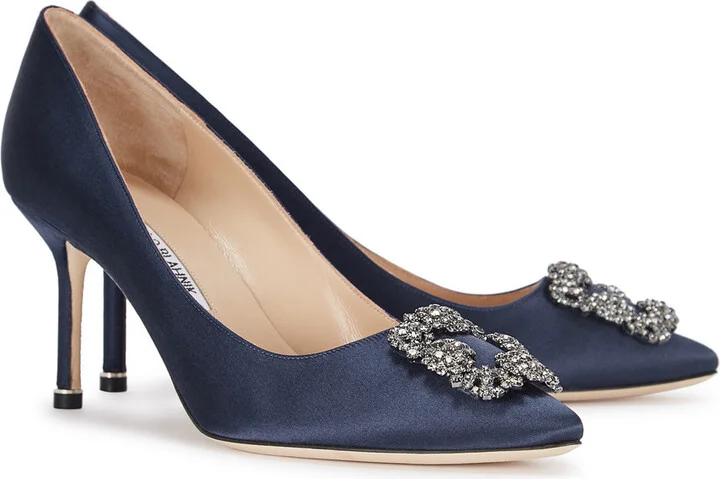 Manolo Blahnik Hangisi 75 Silk-satin Pumps - Image 2
