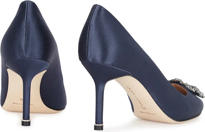 Manolo Blahnik Hangisi 75 Silk-satin Pumps - Image 3