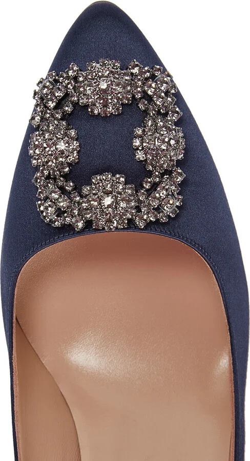 Manolo Blahnik Hangisi 75 Silk-satin Pumps - Image 4