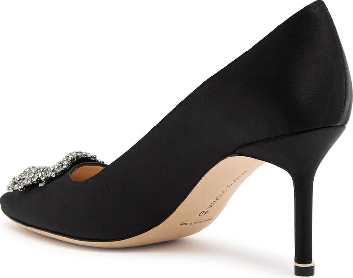 Manolo Blahnik Hangisi 75 Silk-satin Pumps - Image 7