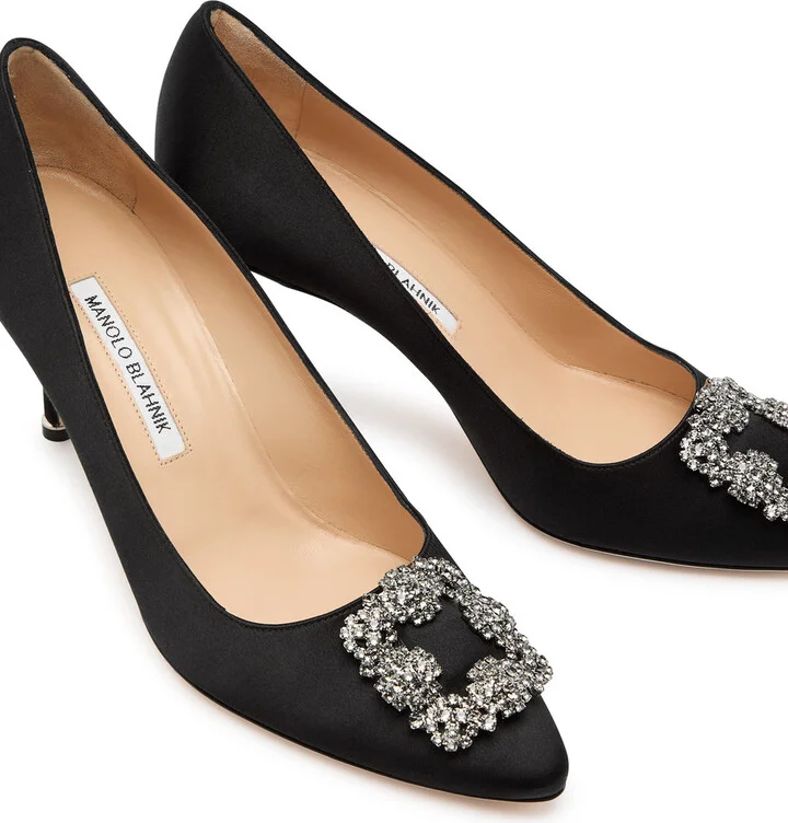 Manolo Blahnik Hangisi 75 Silk-satin Pumps - Image 8