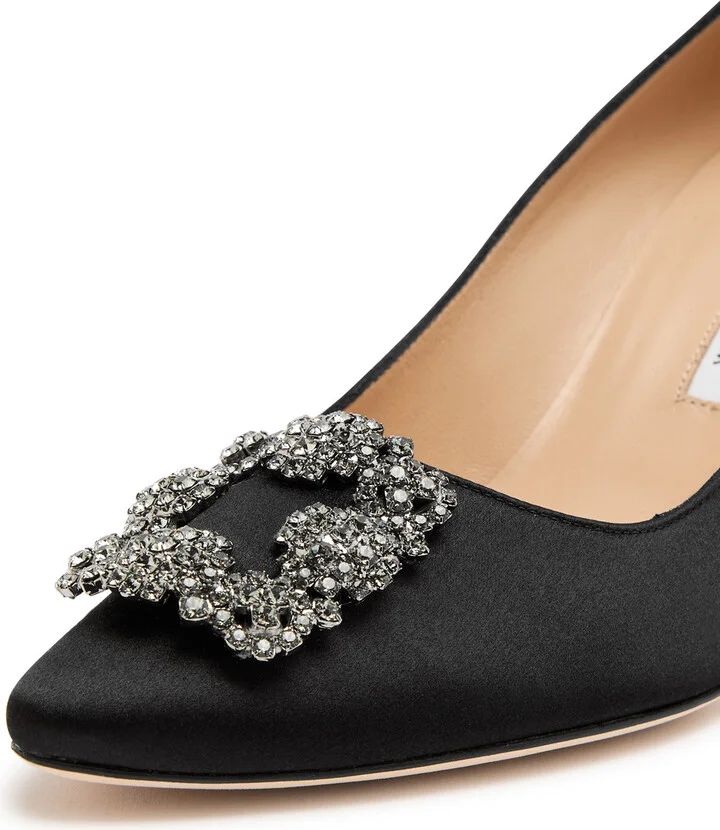 Manolo Blahnik Hangisi 75 Silk-satin Pumps - Image 9
