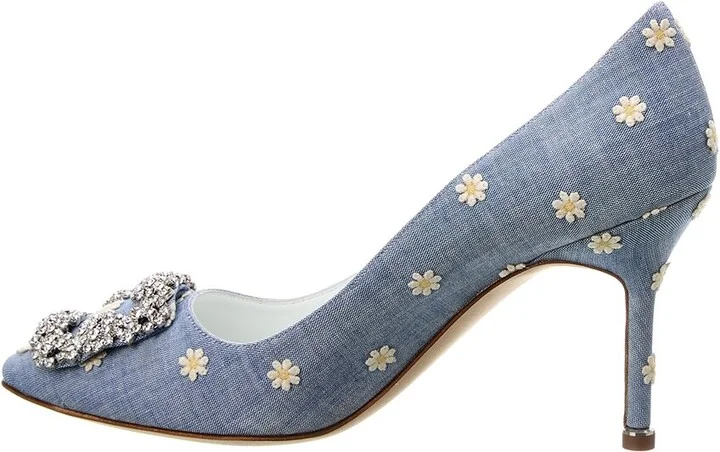 Manolo Blahnik Hangisi 90 Chambray Pump - Image 2