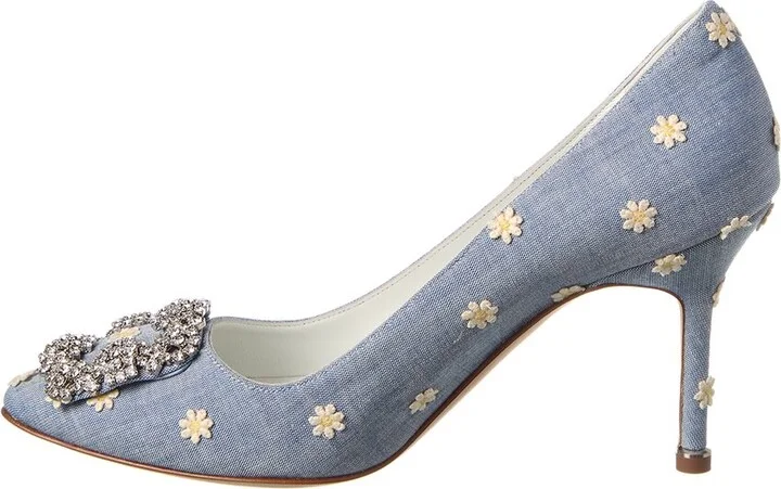 Manolo Blahnik Hangisi 90 Chambray Pump - Image 2