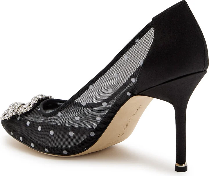 Manolo Blahnik Hangisi 90 Polka-dot Mesh Pumps - Image 2