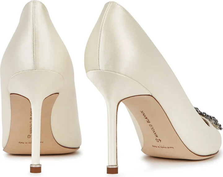 Manolo Blahnik Hangisi 90 Silk-satin Pumps - Image 3