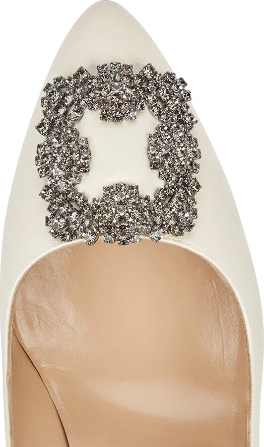 Manolo Blahnik Hangisi 90 Silk-satin Pumps - Image 4