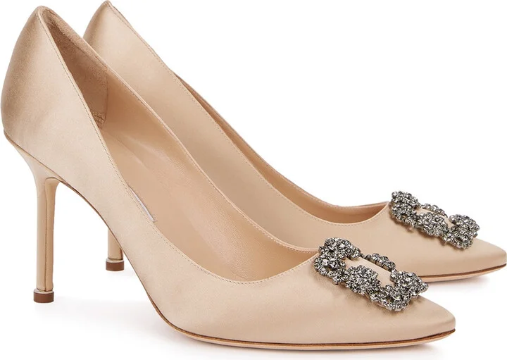 Manolo Blahnik Hangisi 90 Silk-satin Pumps - Image 6
