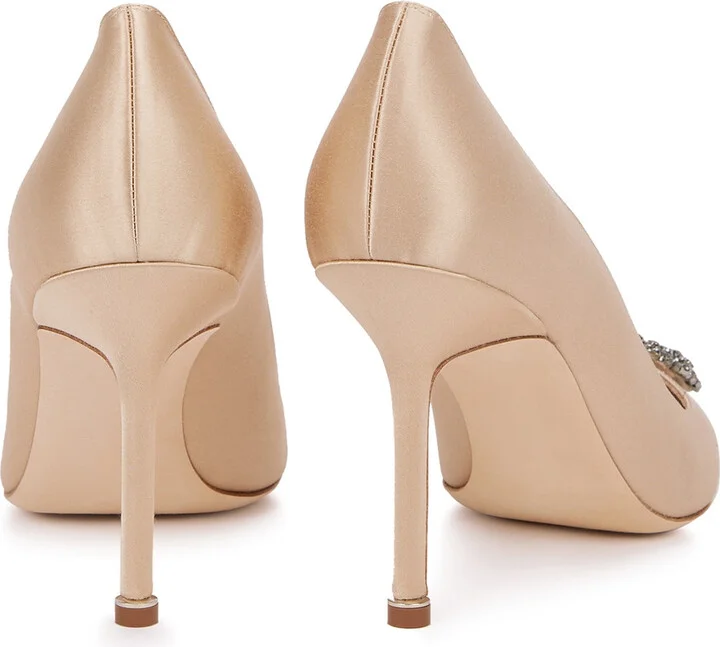 Manolo Blahnik Hangisi 90 Silk-satin Pumps - Image 7