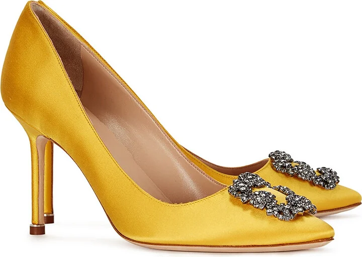 Manolo Blahnik Hangisi 90 Silk-satin Pumps - Image 11