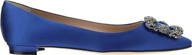 Manolo Blahnik Hangisi Embellished Satin Flats