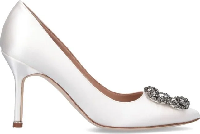 Manolo Blahnik Hangisi Embellished Satin Pumps