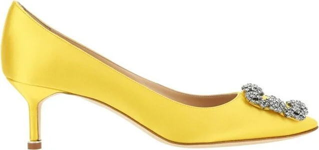 Manolo Blahnik Hangisi Embellished Satin Pumps