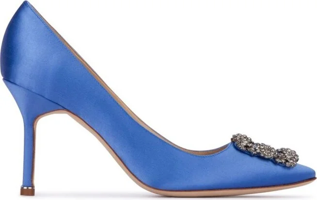 Manolo Blahnik Hangisi Embellished Satin Pumps