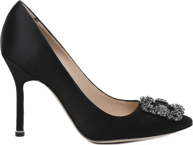 Manolo Blahnik Hangisi Embellished Satin Pumps