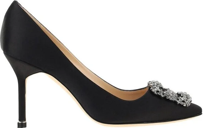 Manolo Blahnik Hangisi Embellished Satin Pumps