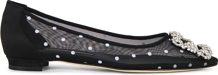 Manolo Blahnik Hangisi Flat in Black