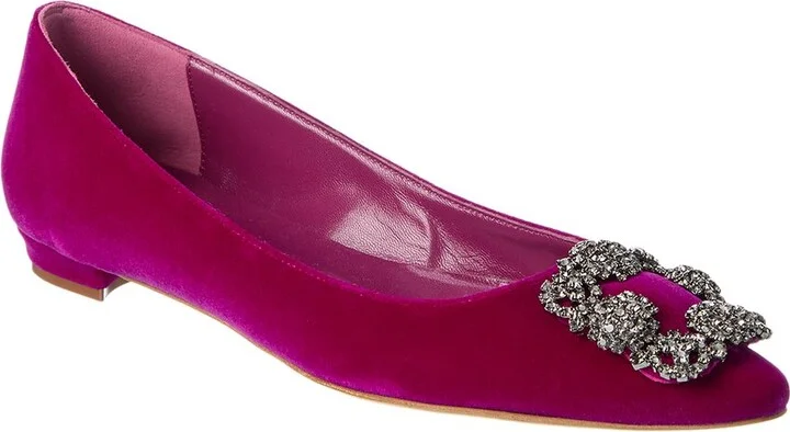 Manolo Blahnik Hangisi Velvet Flat