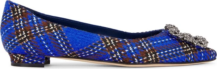 Manolo Blahnik Hangisi Wool Flat in Royal