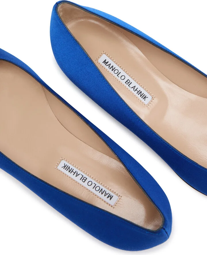 Manolo Blahnik Hangisiflat 10 Silk-satin Flats - Image 4