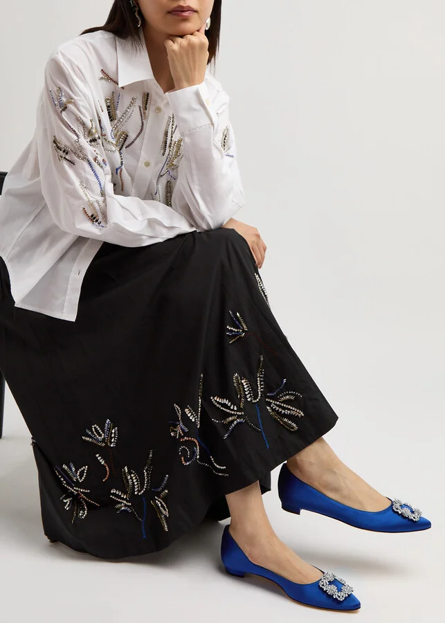 Manolo Blahnik Hangisiflat 10 Silk-satin Flats - Image 5