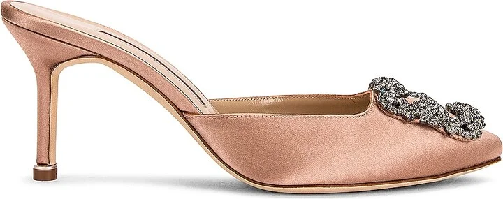 Manolo Blahnik Hangisimu 70 Mule in Nude