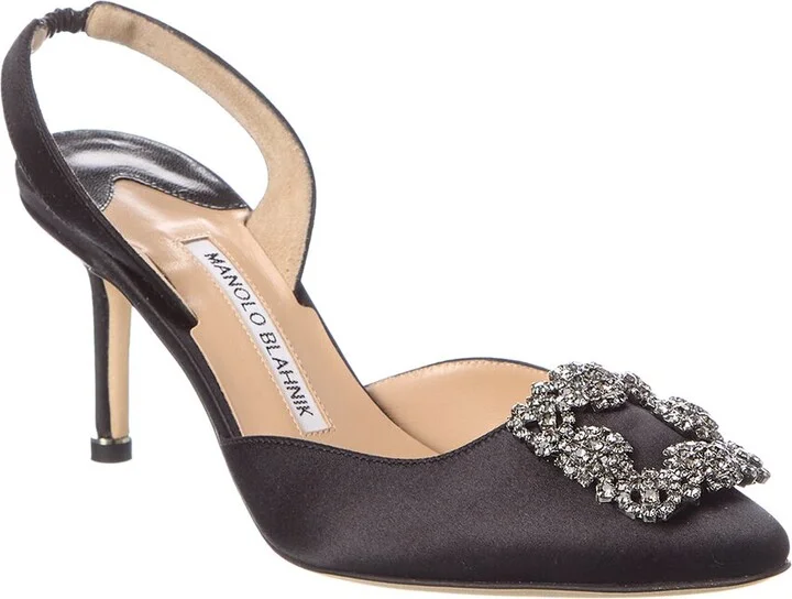 Manolo Blahnik Hangisli 70 Satin Slingback Pump