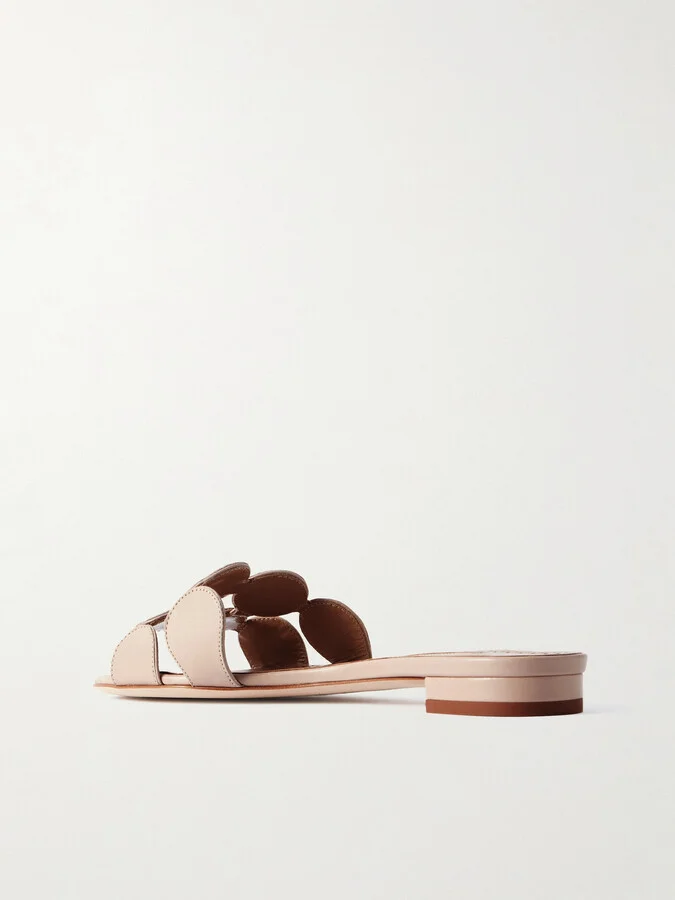 Manolo Blahnik - Haribalmu 10 Cutout Leather Slides - Neutrals - Image 3