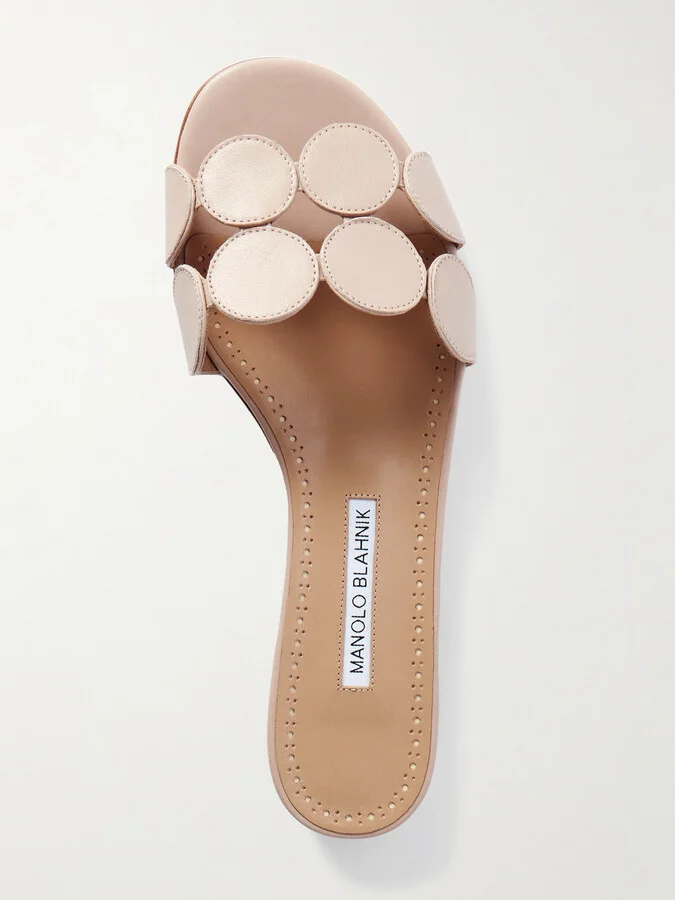 Manolo Blahnik - Haribalmu 10 Cutout Leather Slides - Neutrals - Image 5