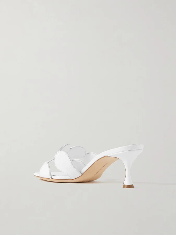 Manolo Blahnik - Haribalmu 50 Leather Mules - White - Image 3