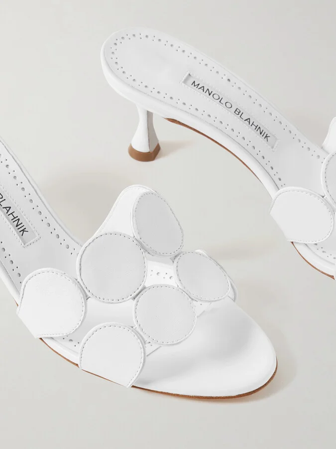 Manolo Blahnik - Haribalmu 50 Leather Mules - White - Image 4
