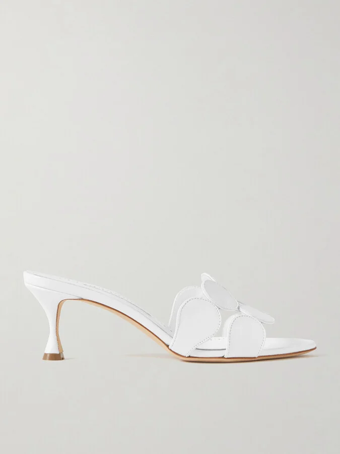 Manolo Blahnik - Haribalmu 50 Leather Mules - White