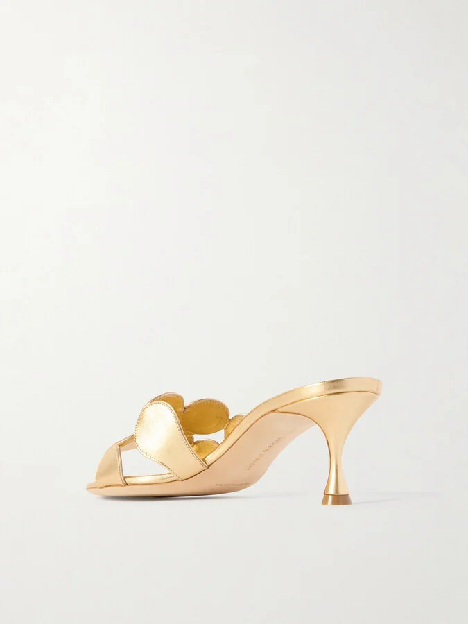 Manolo Blahnik - Haribalmu 50 Metallic Leather Sandals - Gold - Image 3