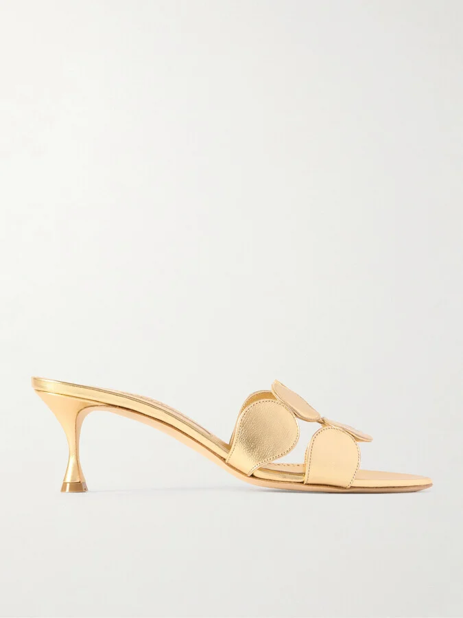 Manolo Blahnik - Haribalmu 50 Metallic Leather Sandals - Gold